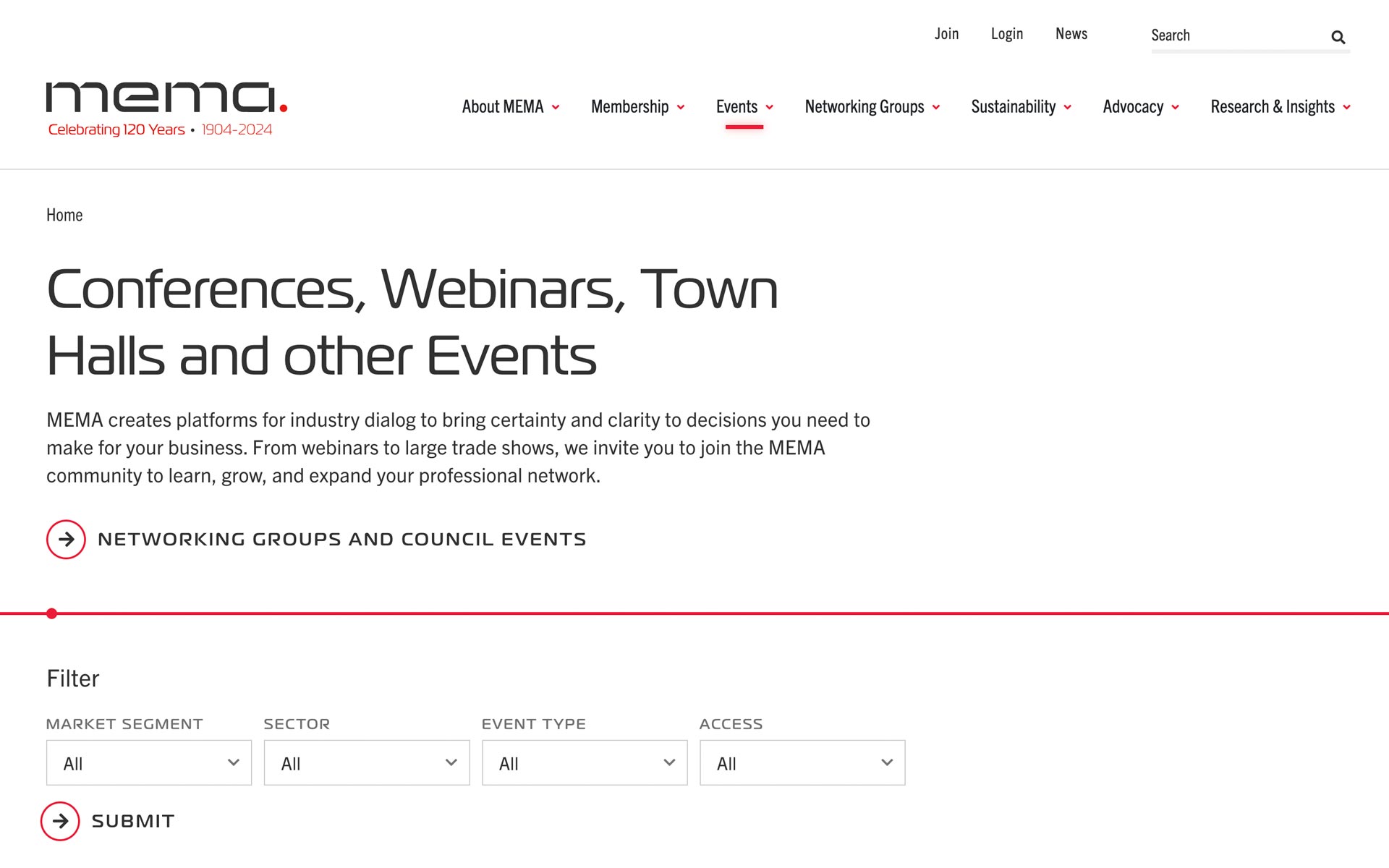 Conferences, Webinars, Town Halls, and other Events