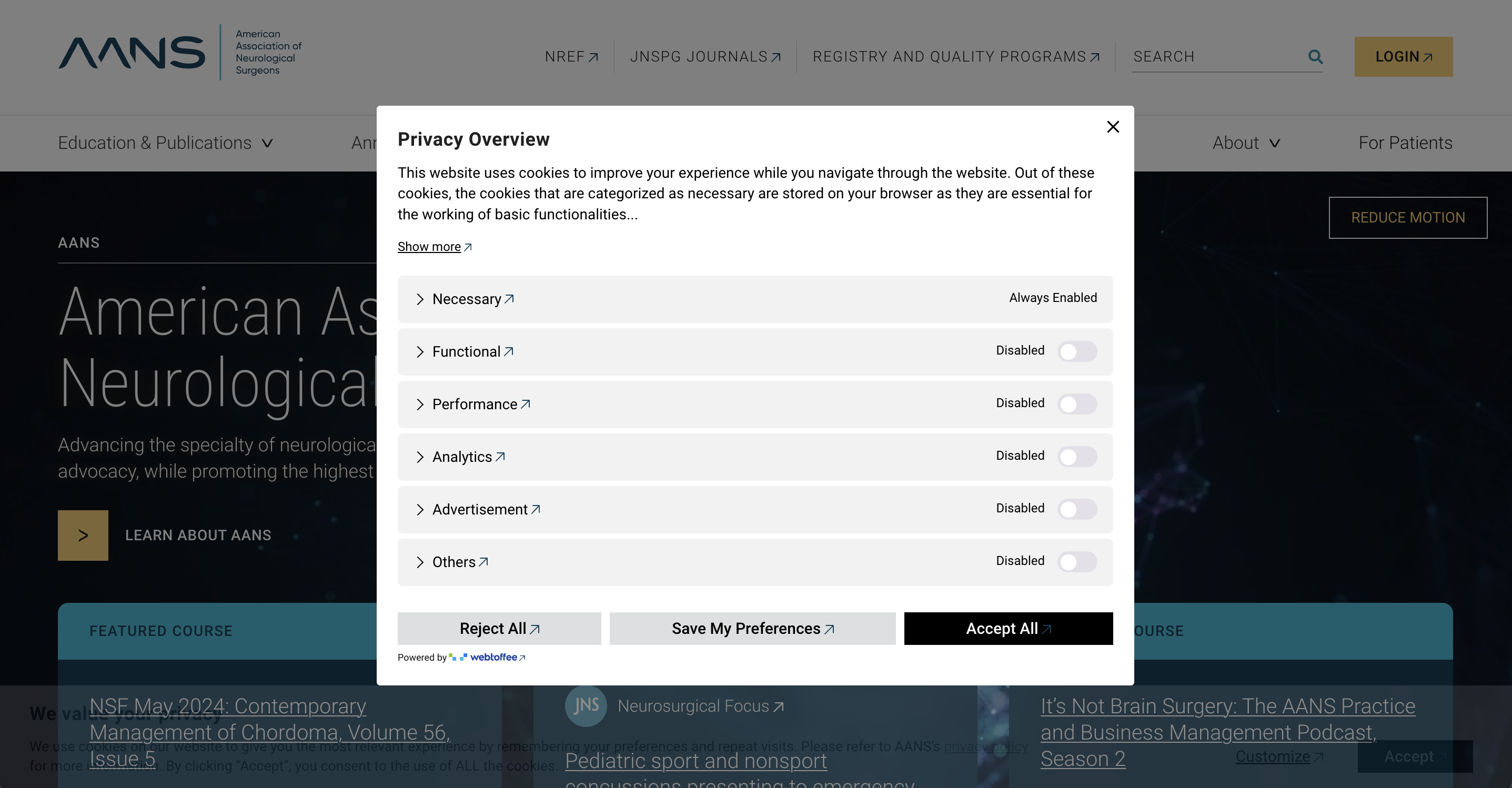 Cookie consent image with customization options and ability to toggle to either reject, save your preferences or accept all 