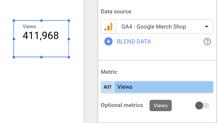 Looker studio chart setup panel