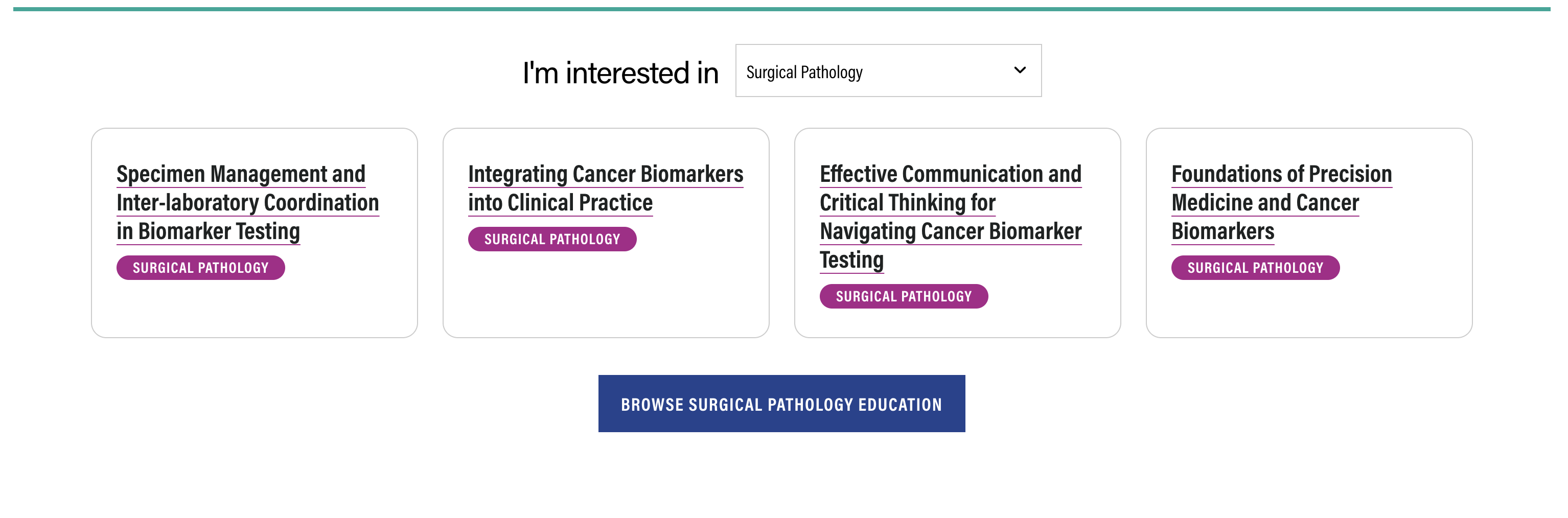 The American Society for Clinical Pathology (ASCP) natural language topic selector screenshot