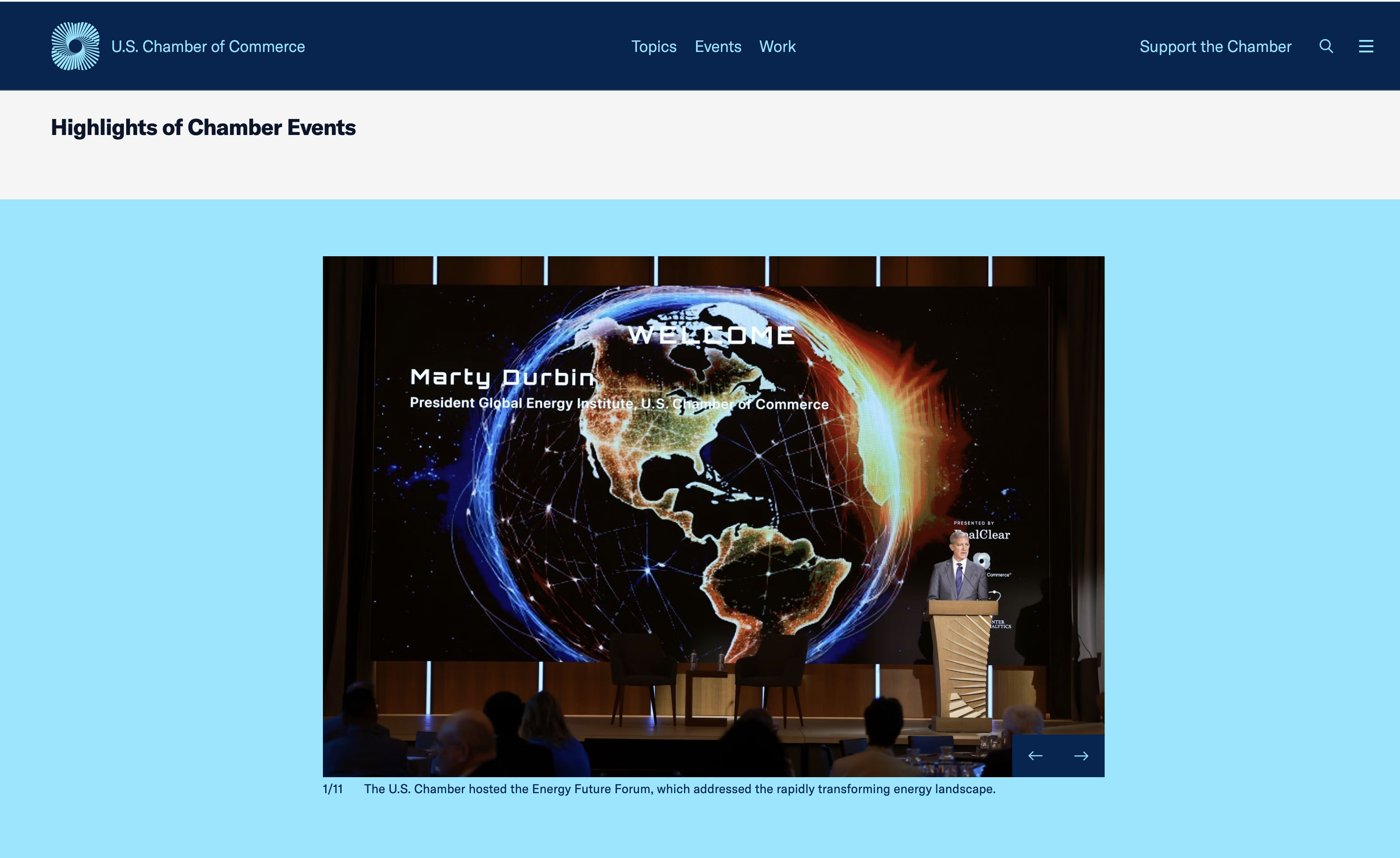 U.S. Chamber of Commerce Event page screenshot