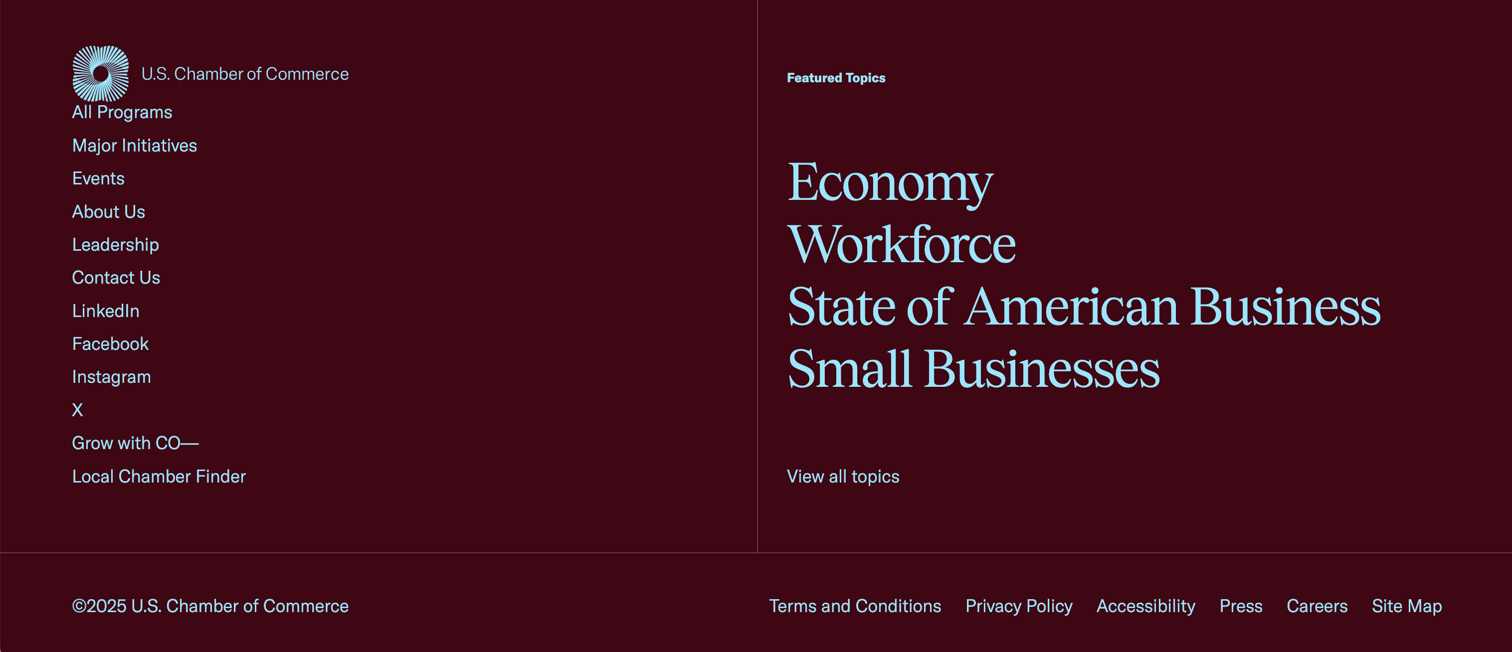 U.S. Chamber of Commerce footer screenshot