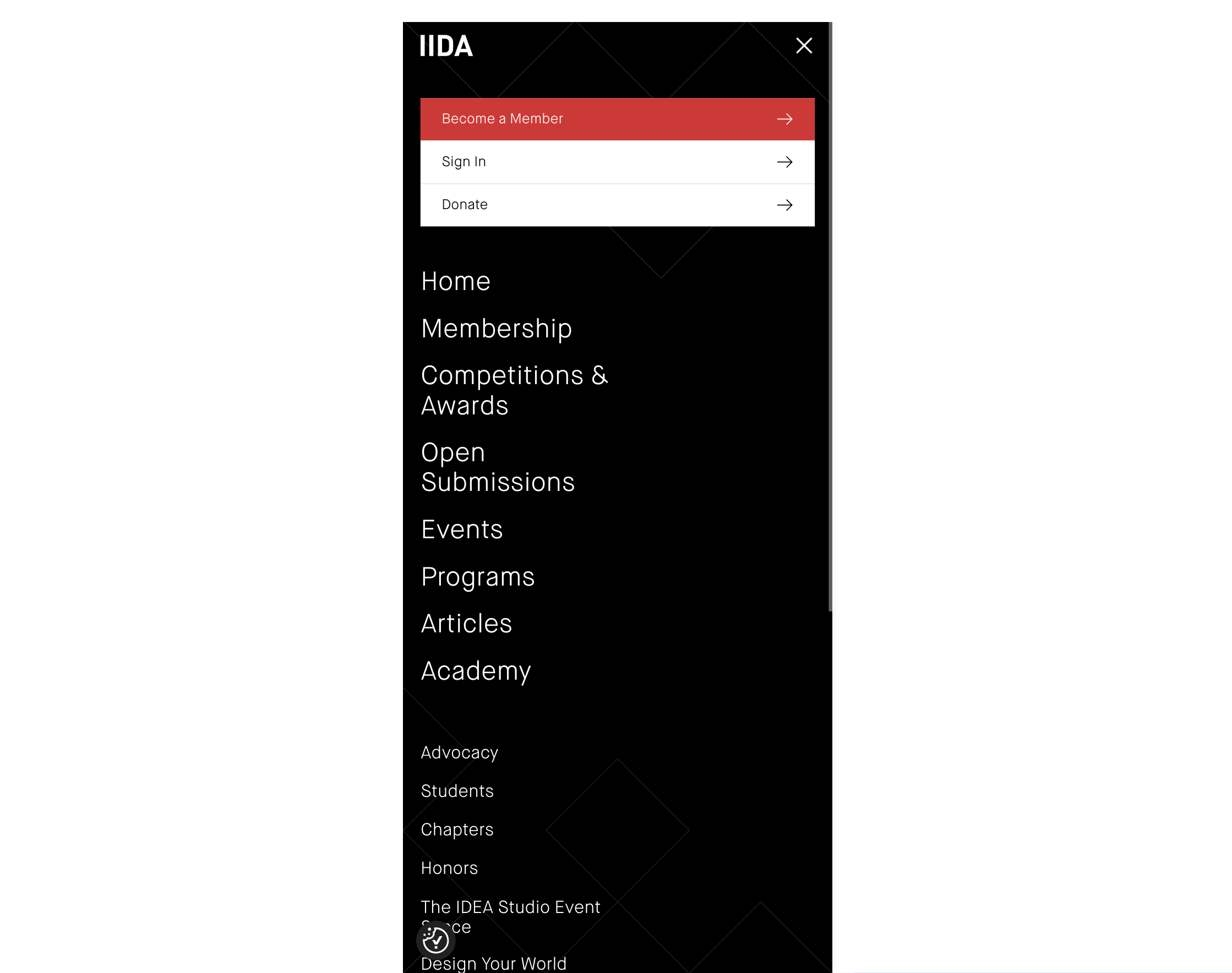 Mobile menu view
