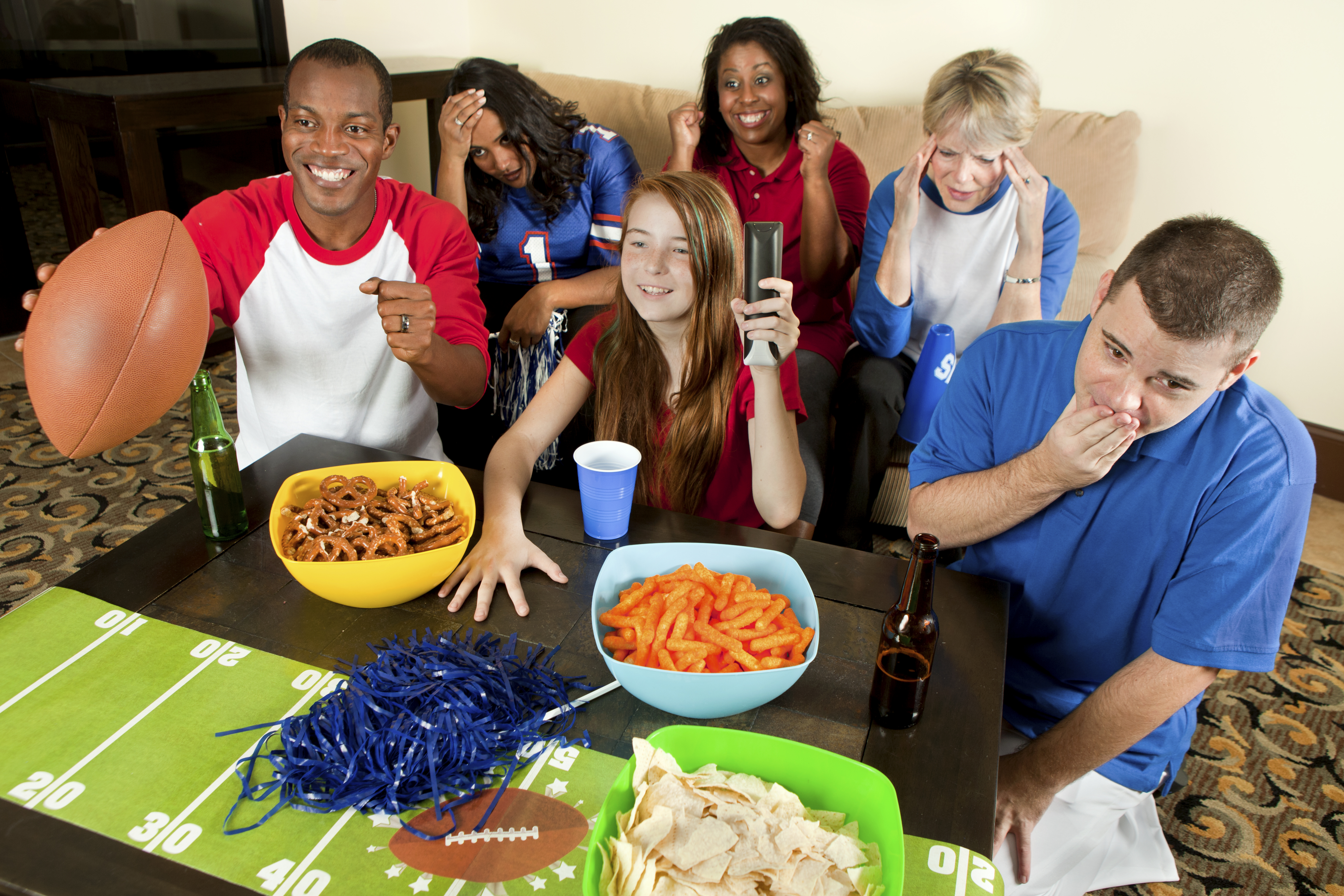 Diverse group watches the Superbowl