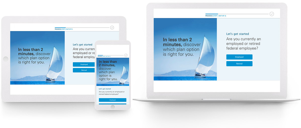 Responsive screenshots of large insurance company's federal employee program